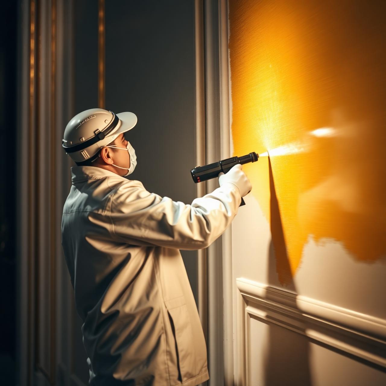 Embro professional painter applying premium gold finish